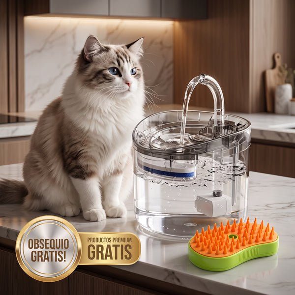 Fuente de mascotas + cepillo vapor